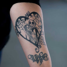 Load image into Gallery viewer, Realistic temporary tattoos - Disney jack and Sally fake tattoos that look real.