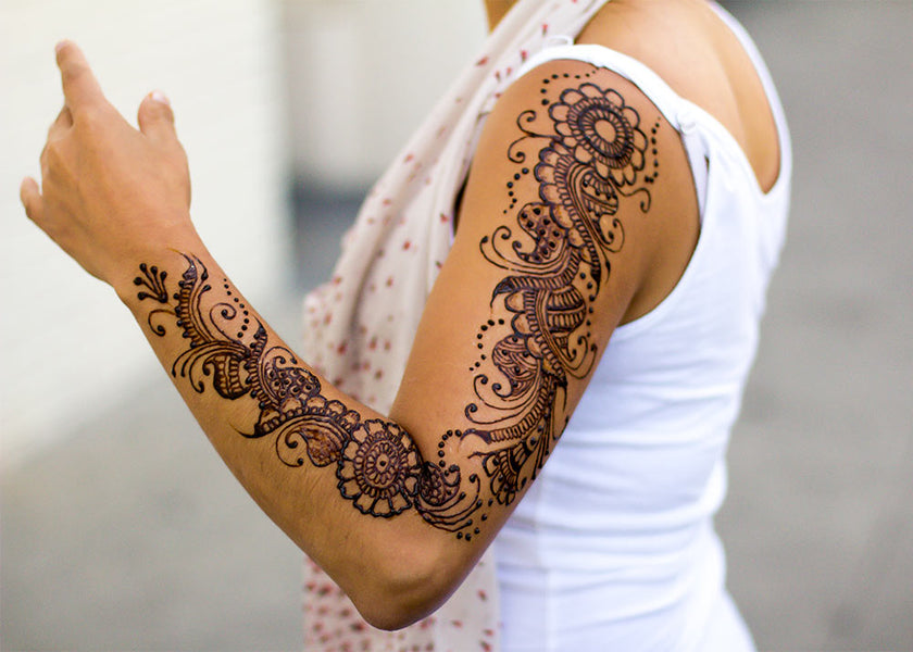 shoulder hibiscus mehndi design henna tattoo temporary | HennArtistry