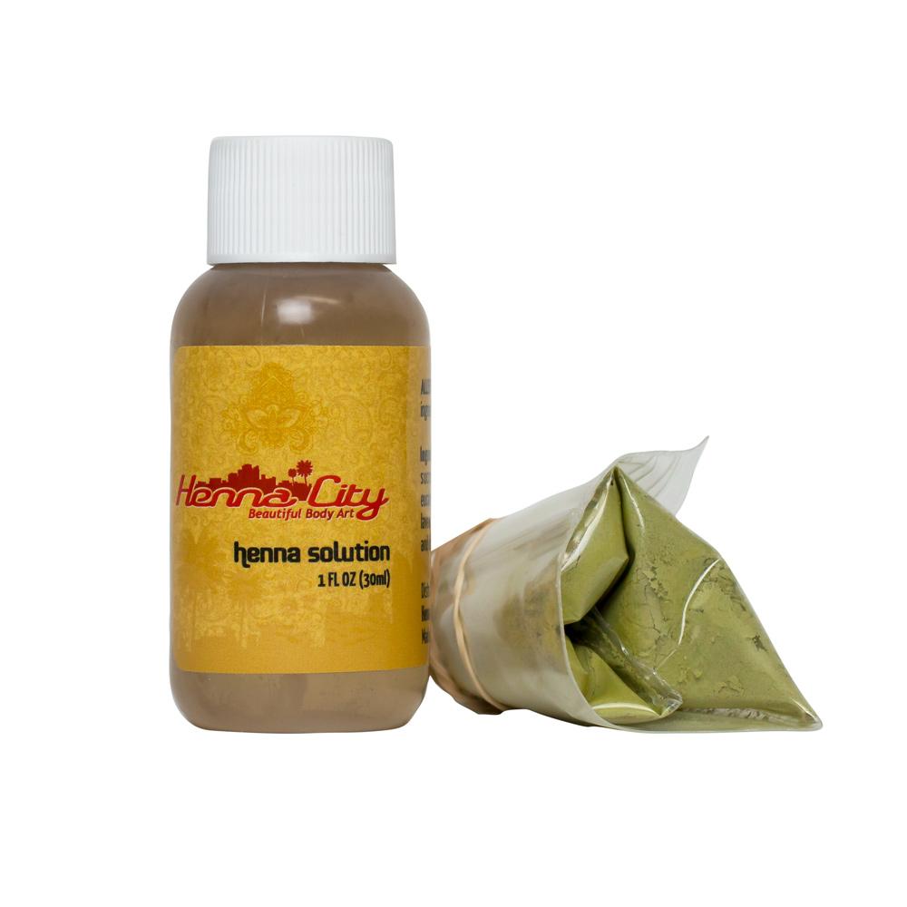 Henna Refill - Henna powder & Mixing solution, 1 ounce